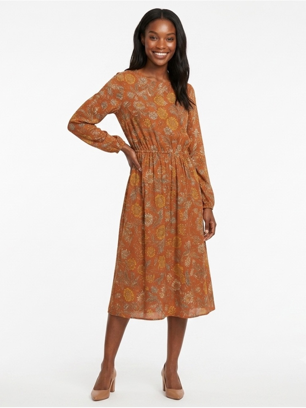 Knox Rose Mauve Bohemian Floral Midi Dress Size Small